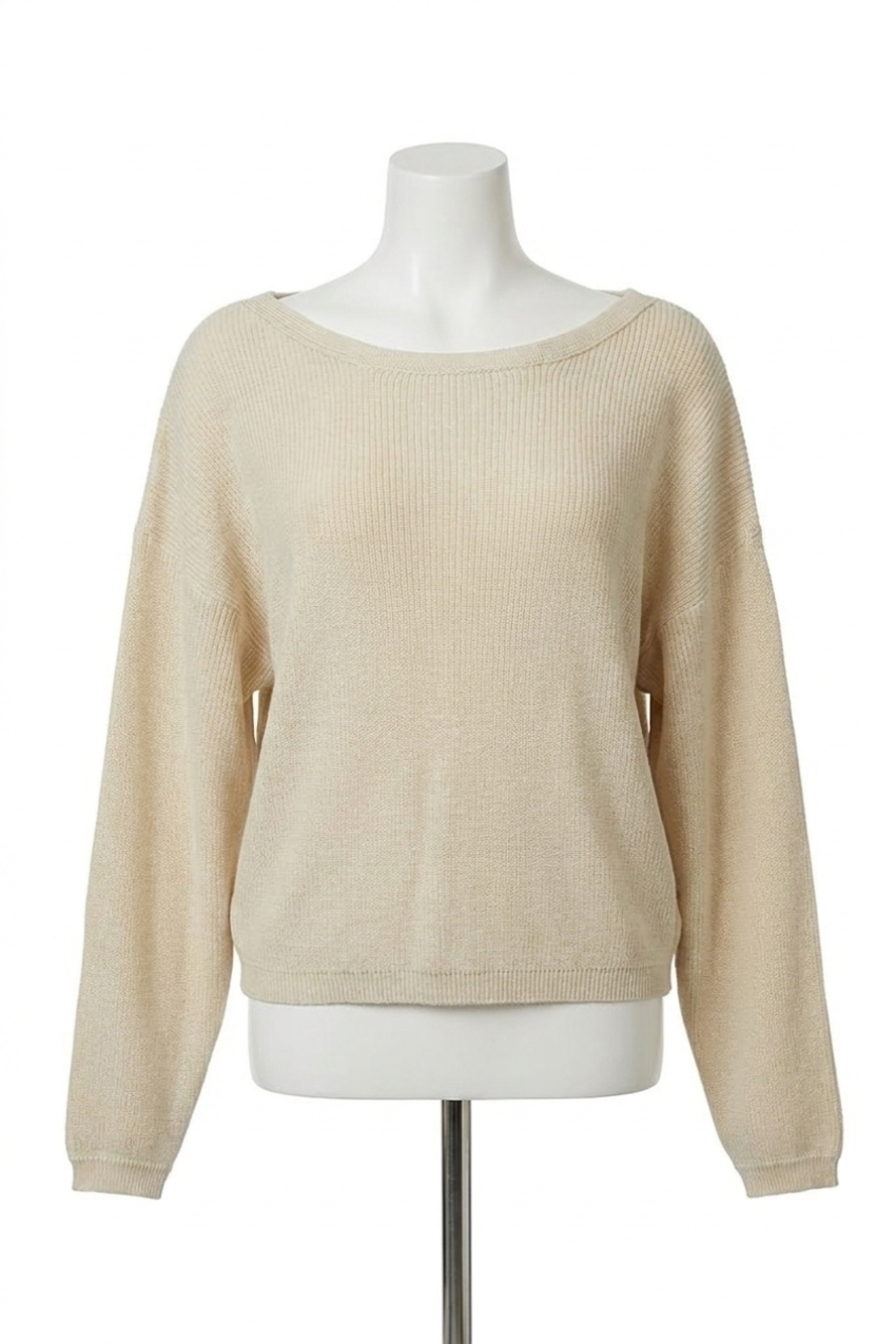 NEW BY TOGETHER twist-back cotton-blend sweater in natural
